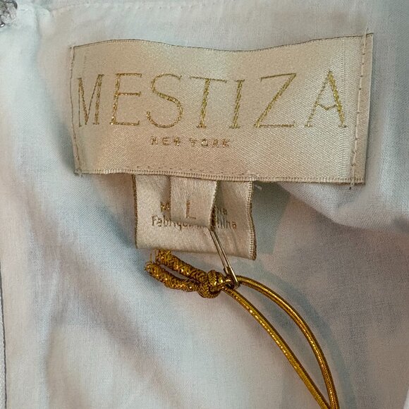 Mestiza Women White & Blue Floral Printed Tie-Belt High Low Hem Maxi Dress Sz L - Picture 5 of 16